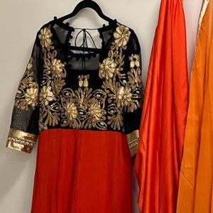Orange & Black Anarkali